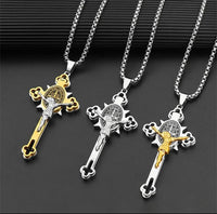 Collar crucifijo santisima trinidad acero inoxidable